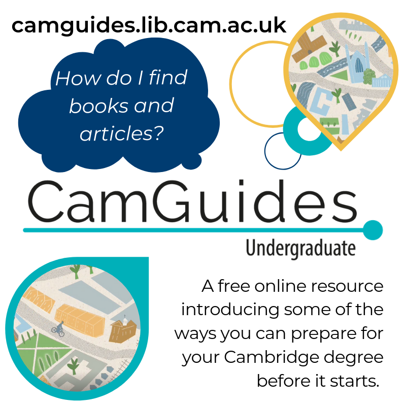Promotional image for CamGuides, directing viewers to camguides.lib.cam.ac.uk