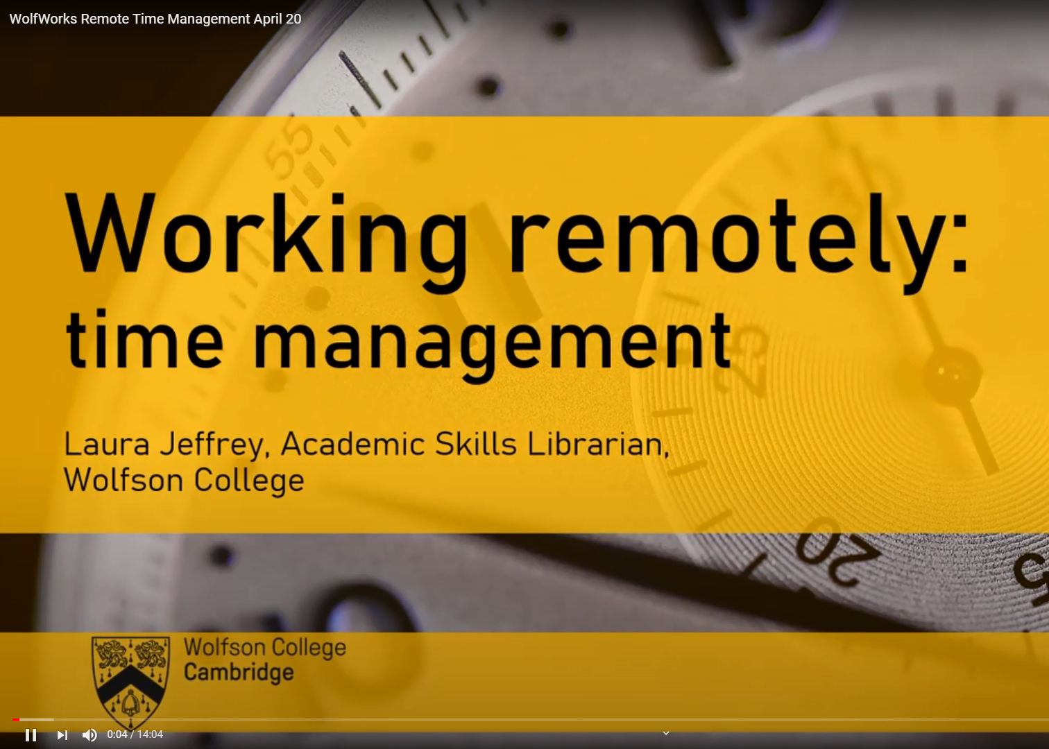 Screenshot of a video on time management from the new Working Remotely LibGuide resource