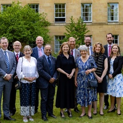 The 2025 Pilkington Prize Winners with the Vice-Chancellor Prof. Deborah Prentice, Pro-Vice-Chancellor Prof. Bhaskar Vira, and the donors, at the award ceremony at Christ's College in June