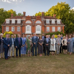 The 2020, 2021 and 2022 winners of the Pilkington Prize at the joint celebration event at Newnham College in 2022 with Senior Pro-Vice-Chancellor Professor Graham Virgo and representatives of the donors