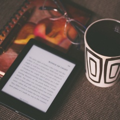 E-reader and mug