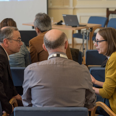 A group discussion taking place between audience members of the Teaching Forum 2019