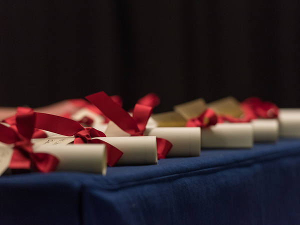 Photo of Pilkington Prize certificates lined up