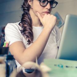 woman working at computer in studio