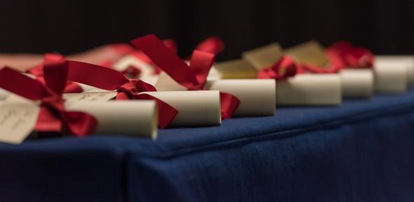 Photo of Pilkington Prize certificates lined up