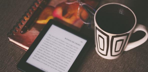 E-reader and mug