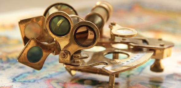 An old navigational instrument, a sextant