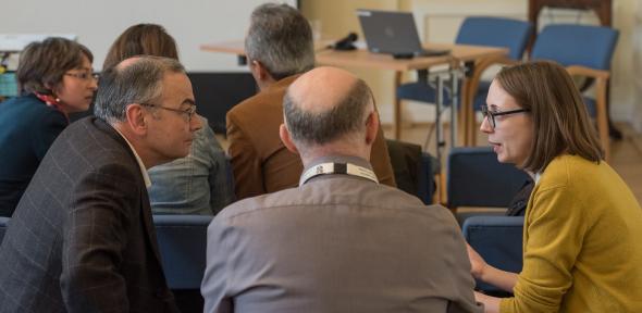 A group discussion taking place between audience members of the Teaching Forum 2019