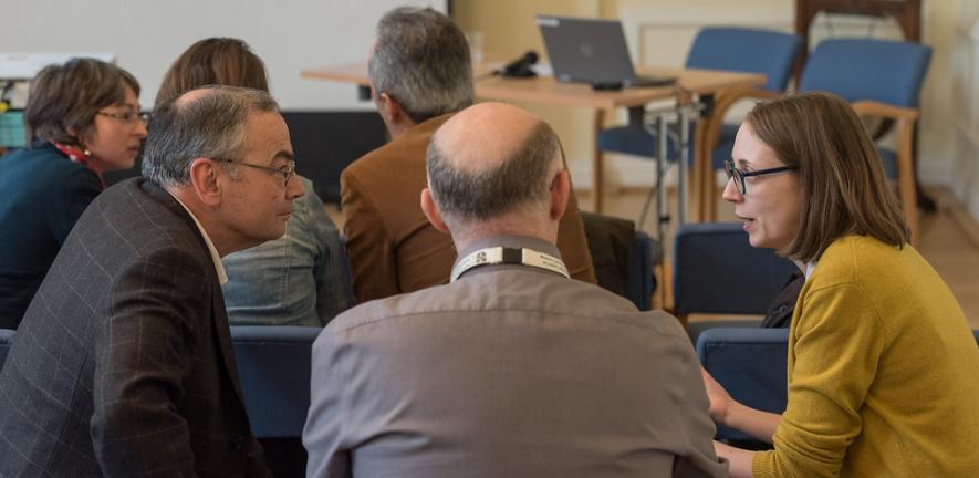 A group discussion taking place between audience members of the Teaching Forum 2019