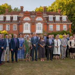 The 2020, 2021 and 2022 winners of the Pilkington Prize at the joint celebration event at Newnham College in 2022 with Senior Pro-Vice-Chancellor Professor Graham Virgo and representatives of the donors