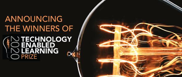 The Technology-Enabled Learning Prize 2020 logo next to a glowing filament bulb
