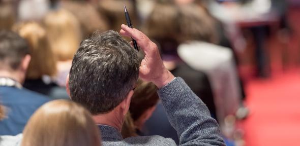 An audience member at the 2019 Cambridge Teaching Forum