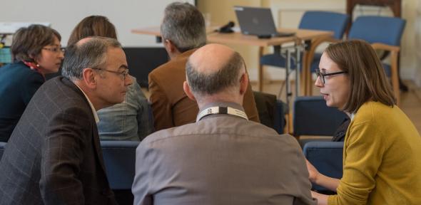 A group discussion taking place between audience members of the Teaching Forum 2019
